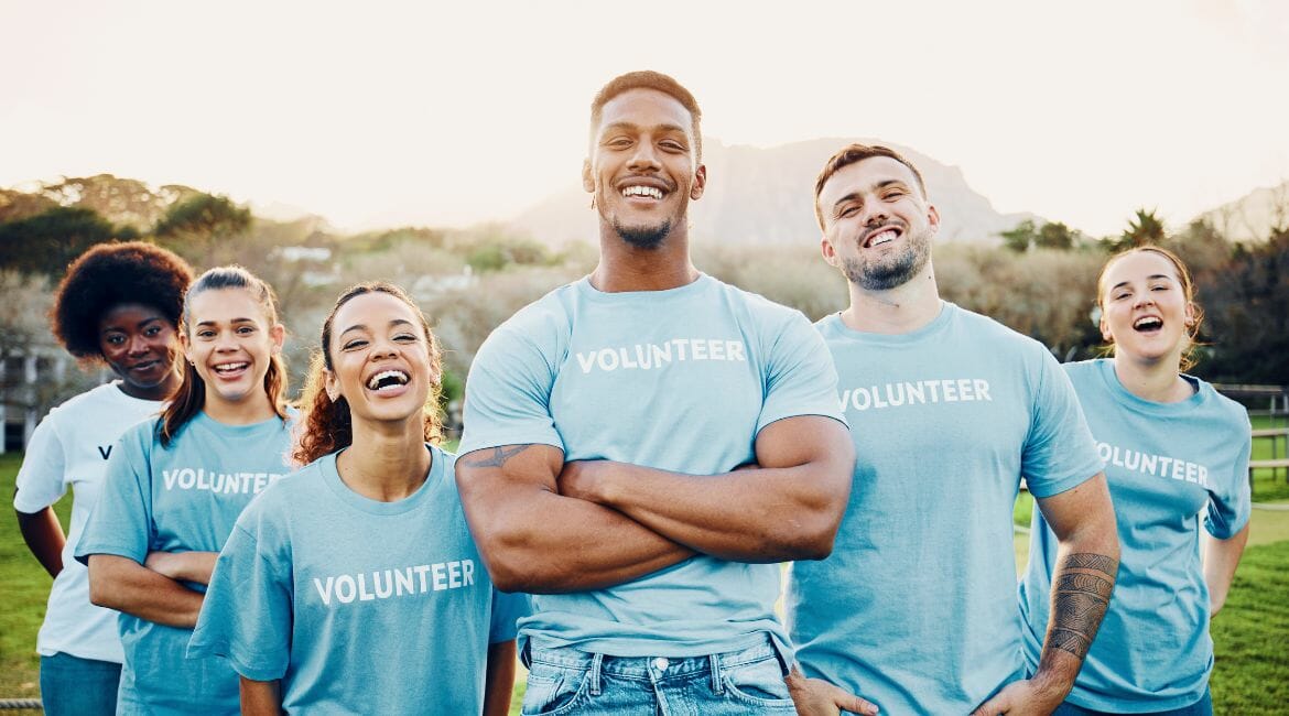 Group, Blue T Shirts, Posing